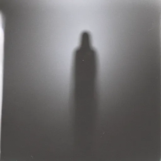 Prompt: a ghost captured on film camera with expired film