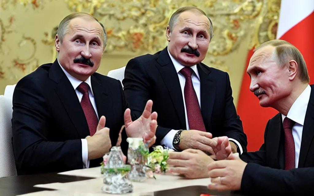 Prompt: lukashenko fall in love with putin