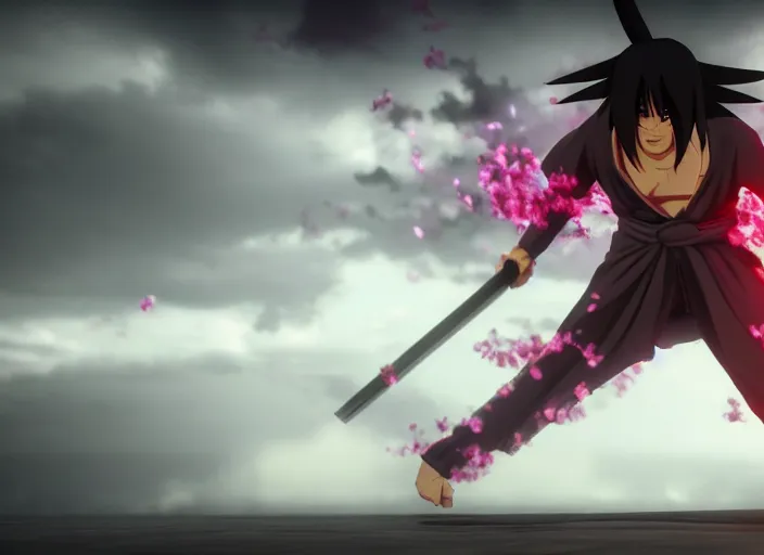 Prompt: itachi using susanoo, ultra realistic 4 k unreal engine very cinematic render with ray tracing bloom ambient occlusion strong reflections depth of field fog