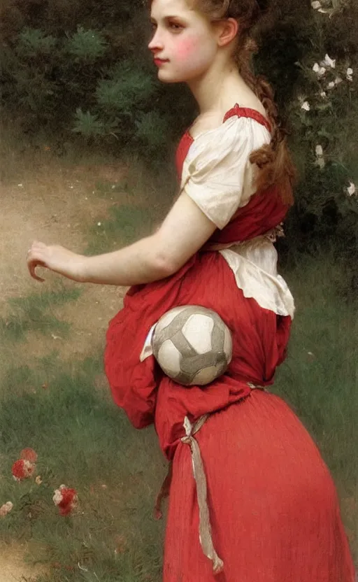 Prompt: portrait of athletic girl, red and white dress, hd, realistic, bouguereau