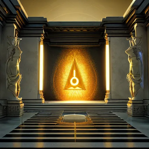 Image similar to Illuminati temple of the gods, octane render, 8k, dramatic, epic, cinematic, perfect lighting