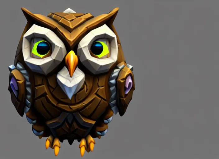 Image similar to owl head, stylized stl, 3 d render, activision blizzard style, hearthstone style