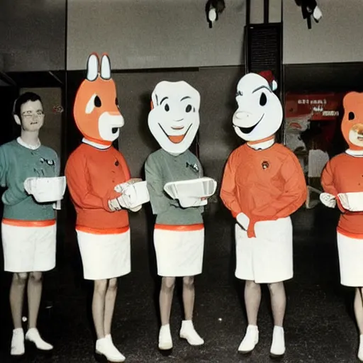 Image similar to Art for a mascot of a fast food chain, 1960, colour photography