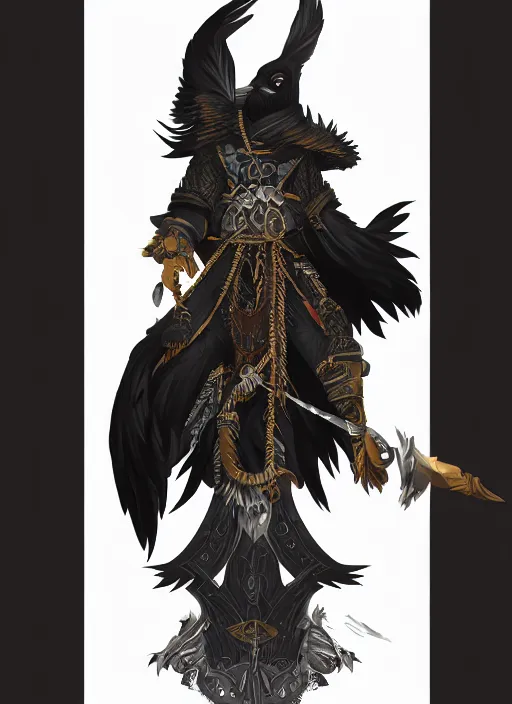 Image similar to raven warlock, wind magic, exquisite details, black beard, white background, by studio muti