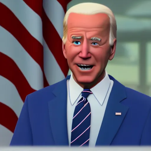 Image similar to joe biden on meth as seen in award winning animated pixar movie 4k octane render