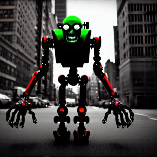 Image similar to zombie robot in nyc, photorealistic 3 d octane render, unreal engine, ultra detailed