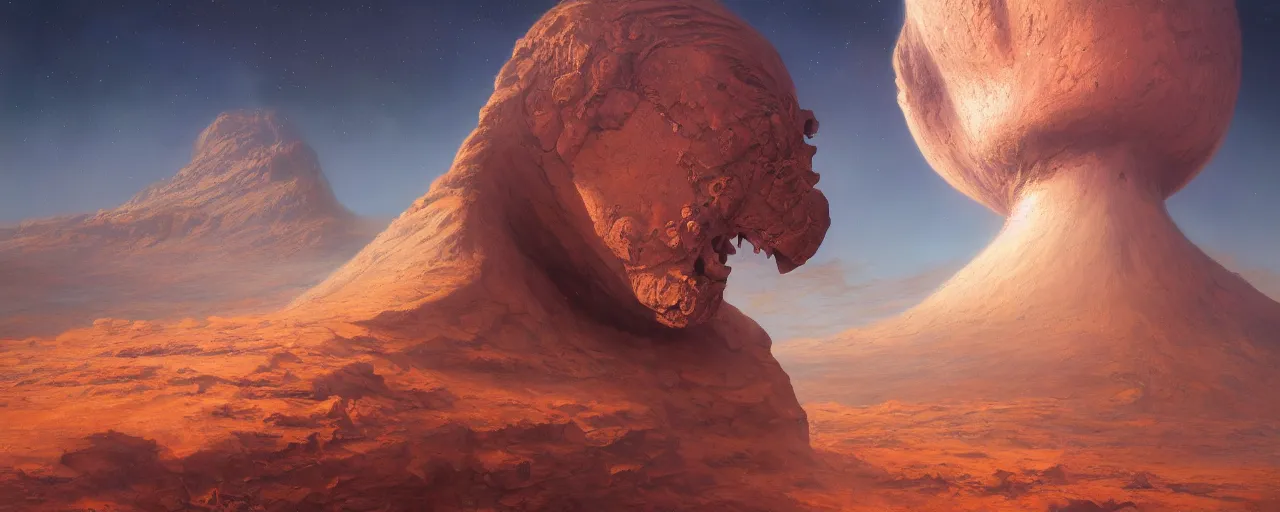 Prompt: face of mars, highly detailed oil painting, unreal 5 render, rhads, Bruce Pennington, tim hildebrandt, digital art, octane render, beautiful composition, trending on artstation, award-winning photograph, masterpiece