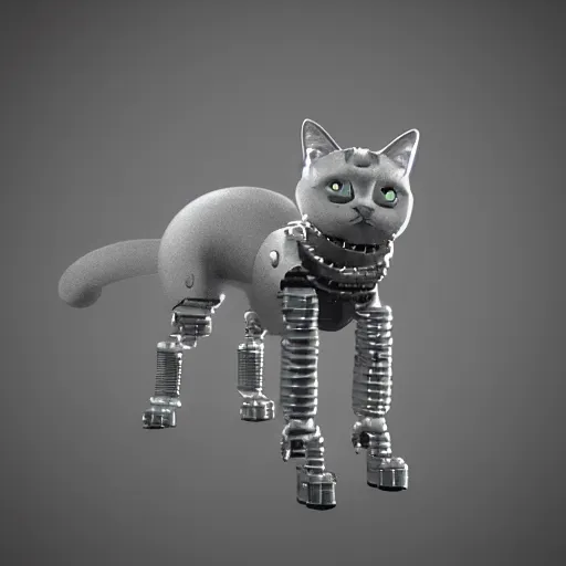 Image similar to a cybernetically enhanced cat, digital art, 3 d, render, blender