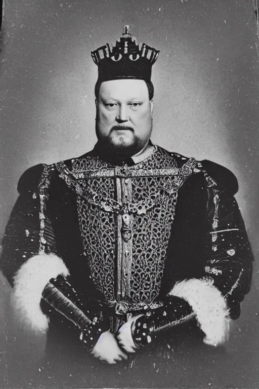 Prompt: tintype photograph of king henry viii