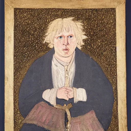 Image similar to a painting of boris johnson as a peasant in 1 2 th century england, british museum, oil on canvas