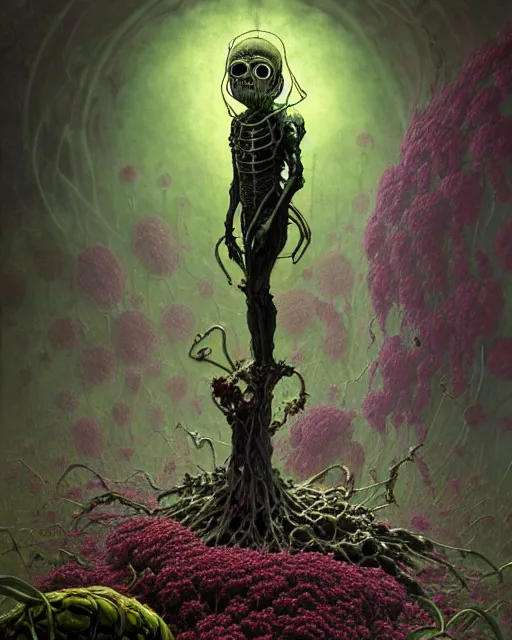 Image similar to the platonic ideal of flowers, rotting, insects and praying of cletus kasady carnage thanos davinci dementor wild hunt chtulu mandelbulb rick and morty doctor manhattan bioshock, caustic, ego death, decay, dmt, psilocybin, concept art by randy vargas and greg rutkowski and zdzisław beksinski