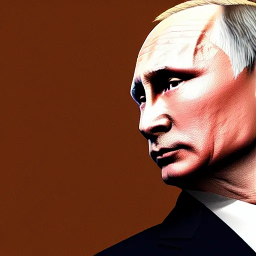 Image similar to Detailed image of Vladimir Putin with detailed face, in game style 8k, wearing only pants, bare torso, his body is old and ugly with sagging old skin,