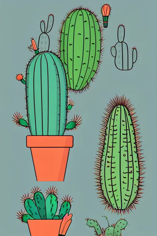 Image similar to minimalist boho style art of a cactus, illustration, vector art