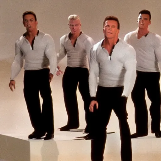 Image similar to schwarzenegger singing in a boy band