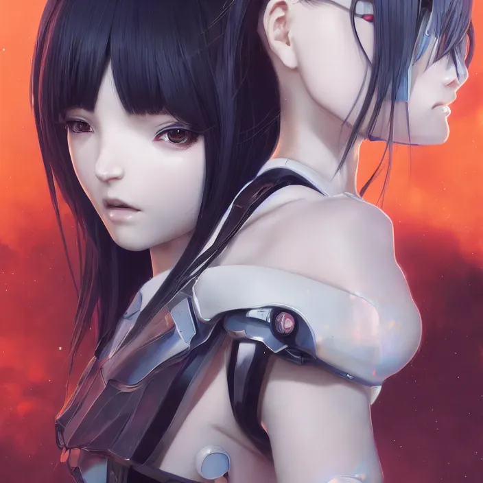 Image similar to symmetrical gorgeous anime girl cyborg - by tom bagshaw, by ilya kuvshinov, rtx rendering, octane render 1 2 8 k, maya, extreme high intricate details by wlop, digital anime art by ross tran, medium shot, close up shot, composition by sana takeda, dramatic lighting by greg rutkowski, 8 k, trending on artstation