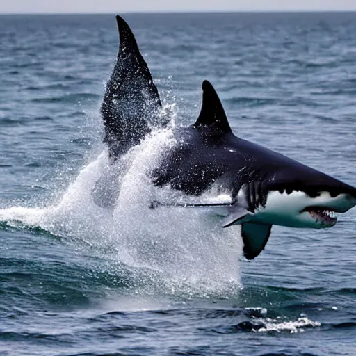 Image similar to great - white shark jumping out of the water posing for a photo with people on a boat