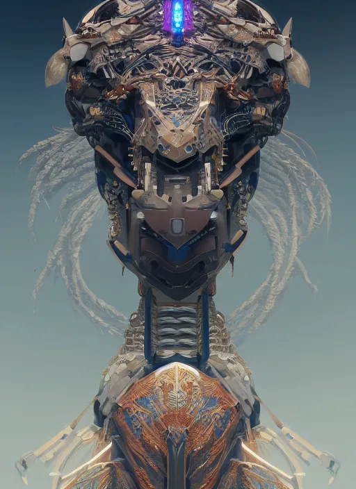 Image similar to symmetry!! portrait of a hybrid robot eagle, floral! horizon zero dawn machine, intricate, elegant, highly detailed, digital painting, artstation, concept art, smooth, sharp focus, illustration, art by artgerm and greg rutkowski and alphonse mucha, 8 k