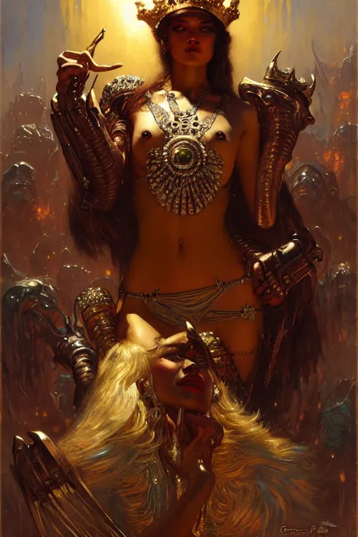 Image similar to king with diamonds by gaston bussiere, bayard wu, greg rutkowski, giger, maxim verehin