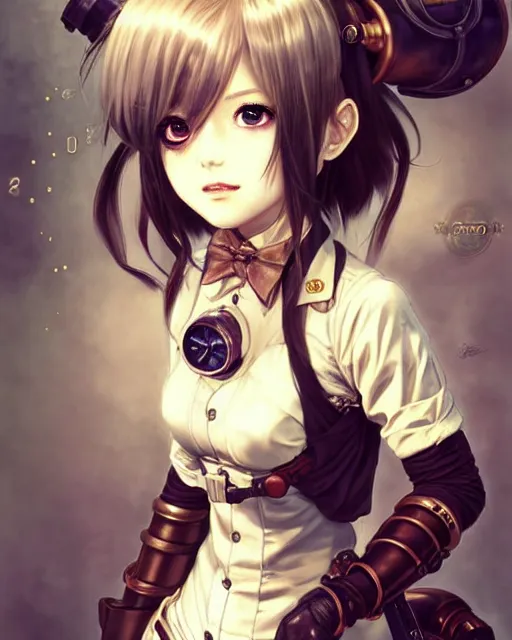 Image similar to portrait Anime Girl steampunk cute-fine-face, pretty face, realistic shaded Perfect face, fine details. Anime. Bioshock steampunk realistic shaded lighting by katsuhiro otomo ghost-in-the-shell, magali villeneuve, artgerm, rutkowski Jeremy Lipkin and Giuseppe Dangelico Pino and Michael Garmash and Rob Rey