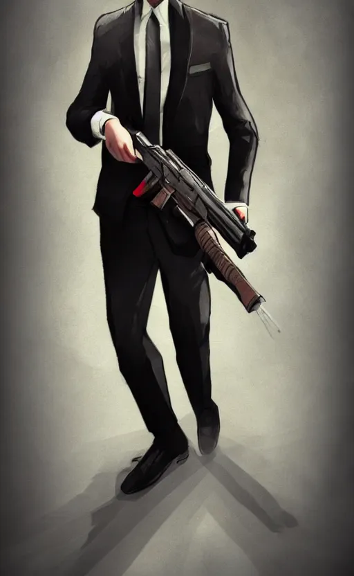 Image similar to a jackrabbit as a hitman, suit and tie, with silenced gun, dynamic lighting, fantasy concept art, trending on art station, stunning visuals, creative, cinematic, ultra detailed