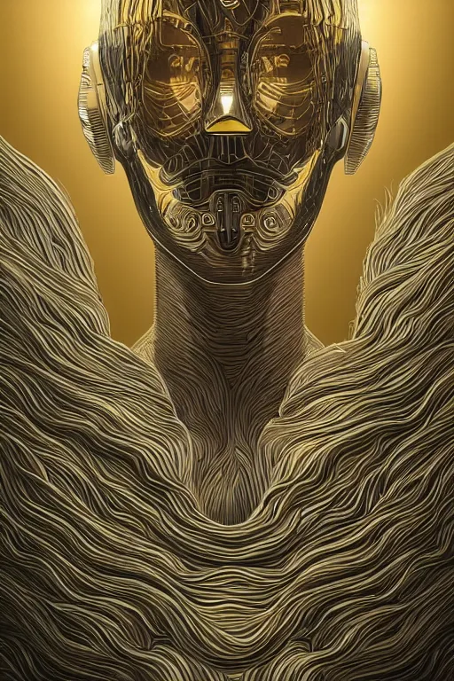 Image similar to gold and silver tones, cybernetic war, style of moebius, james jean, mcbess, star wars, long glowing ethereal hair, cinematic, highly detailed, award winning, 8 k photorealistic