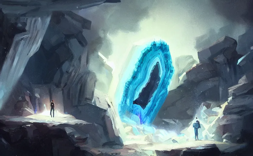 Prompt: A painting of a Geode trending on artstation in the style of Greg Rutkowski