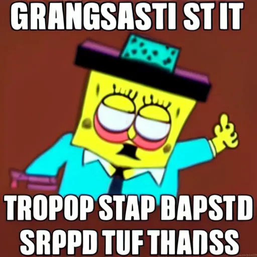 Prompt: gangsta spongebob dropped out trap