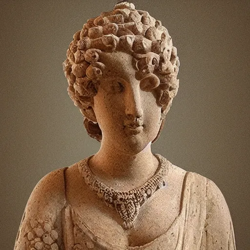 Prompt: beautiful portrait of a female made of greek architectural ornaments