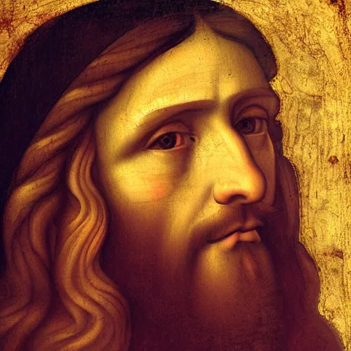 Prompt: Jesus painting by Leonardo da Vinci 4k detail