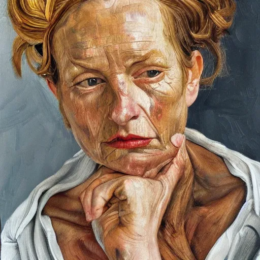 Image similar to high quality high detail painting by lucian freud, hd, exotic woman portrait, photorealistic lighting