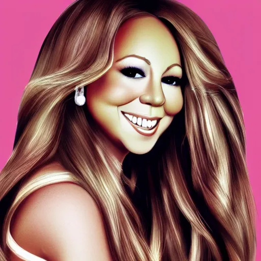 Prompt: an illustration of a beautiful mariah carey long hair, digital art, not characteristic