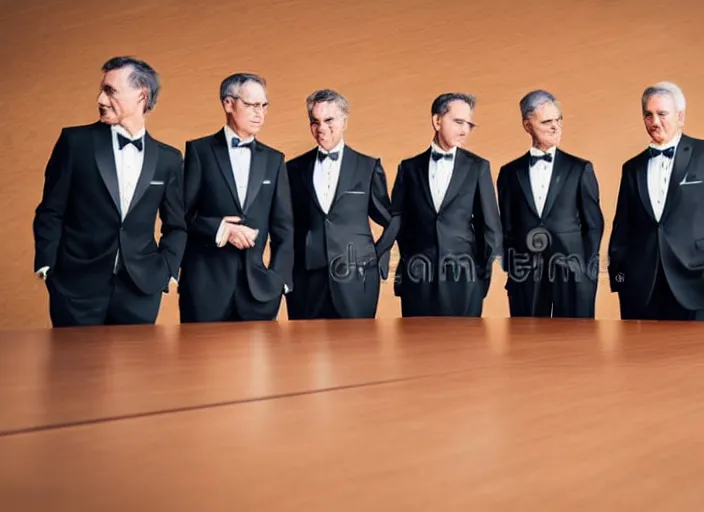 Prompt: photo of a management board meeting of well dressed cats in tuxedos. Highly detailed 8k. Intricate. Sony a7r iv 55mm. Stock photo.