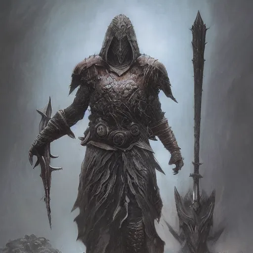 Image similar to warrior concept, beksinski, age of sigma art, ruan jia, dark soul armor concept, trending on artstation, wayne barlowe, adrian smith fantasy art, elden ring art, the hobbit art, lord of the ring art, infinity blade armor