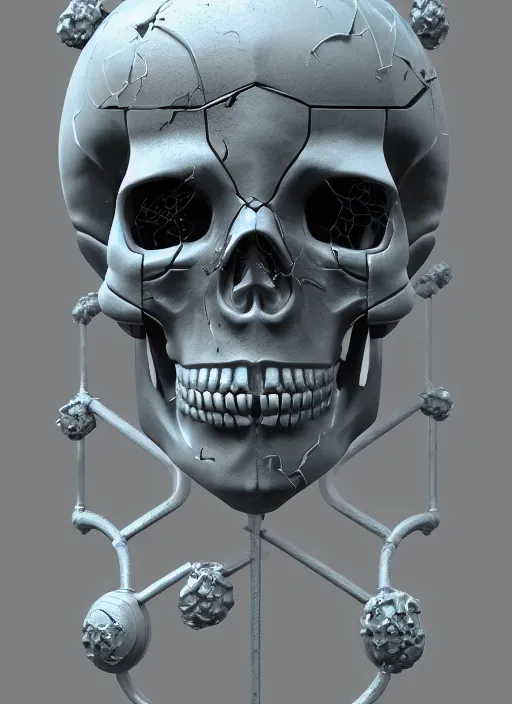 Image similar to cyberpunk skull, ivy, death, hardmesh, hard surface