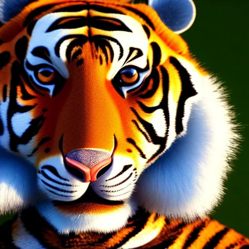 Image similar to portrait of an anthropomorphic tiger wearing a black suit, ultra detail, ultra realistic, soft fur, ssao 8 k