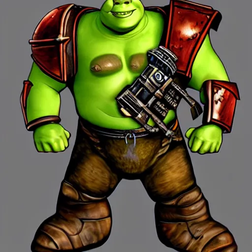 Image similar to Shrek as a Space Marine, concept art