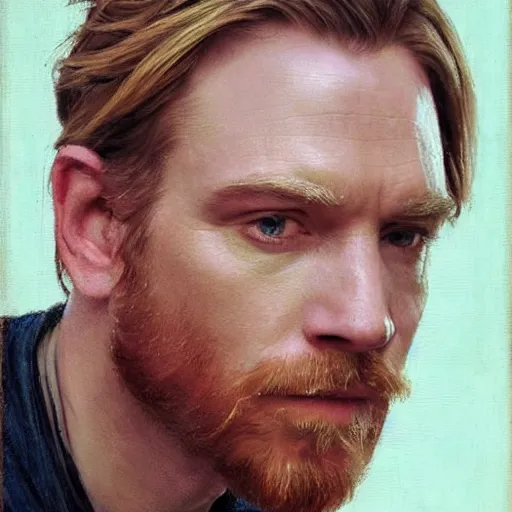 Prompt: portrait of ewan mcgregor, highly detailed painting by john william waterhouse 8 k