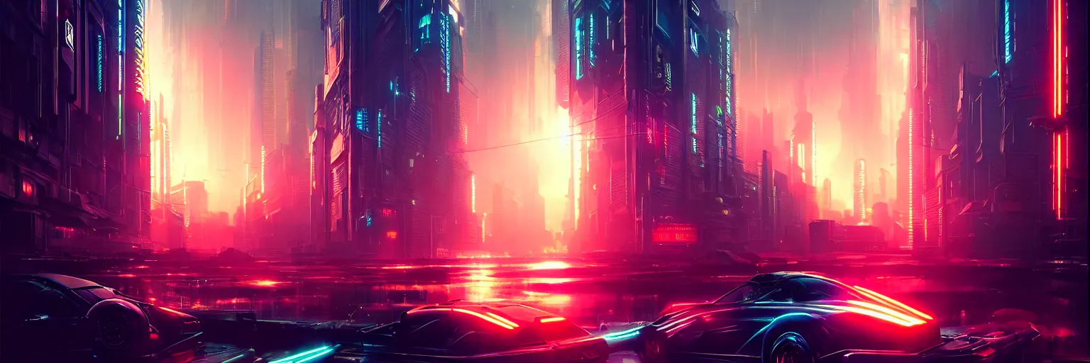 Image similar to cinematic photography of a cyberpunk cityscape, cyber led neon lighting, flare lighting, bokeh, rule of thirds, hyper photorealistic, crispy quality, digital photography, art by artgerm, art by greg rutkowski, art by pascal blanche,