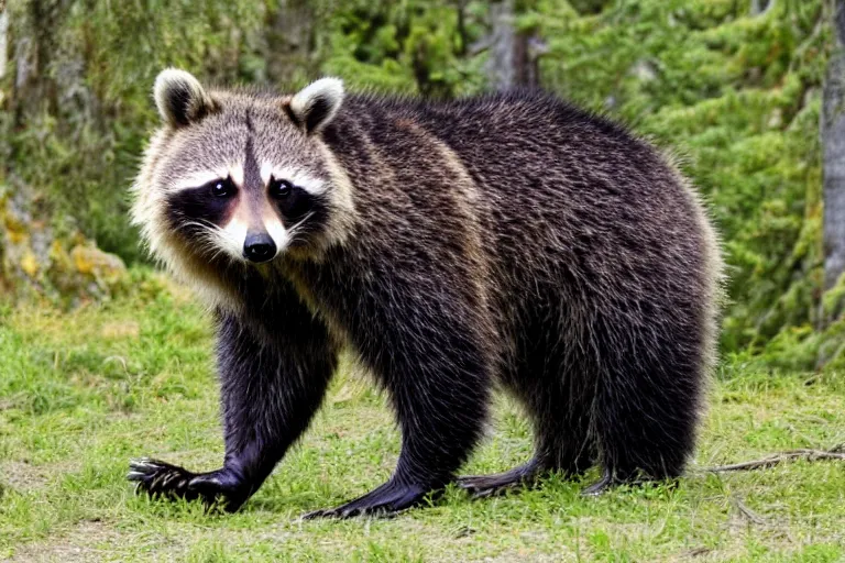 Image similar to a raccoon grizzly bear hybrid