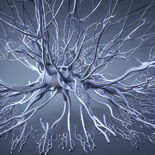 Image similar to army of neuron dendritic monster, t - pose, hyperrealistic, hyperdetailed, vray, 5 5 mm