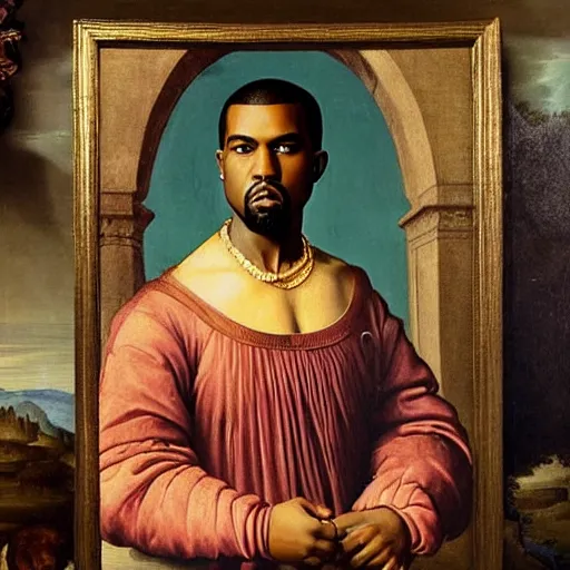 Image similar to A Renaissance portrait painting of Kanye West