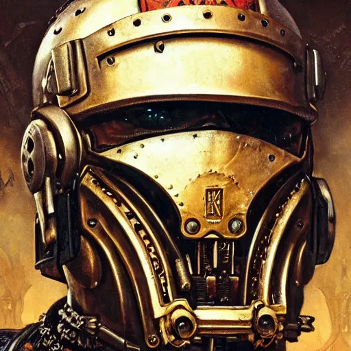 Prompt: the doomslayer as a steampunk knight, realistic closeup portrait art by norman rockwell and donato giancola and greg rutkowski, asymmetricla!!