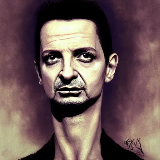 Image similar to color portrait of a young dave gahan turned into a zombie, 7 days to die zombie, fine art, award winning, intricate, soft light from the side, elegant, sharp focus, cinematic lighting, highly detailed, digital painting, 8 k concept art, art by z. w. gu, art by brom, art by michael hussar, masterpiece, 8 k