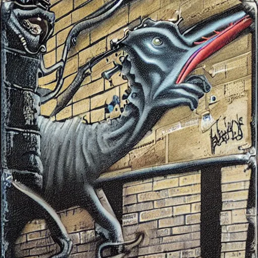 Prompt: david langford's basilisk, graffiti