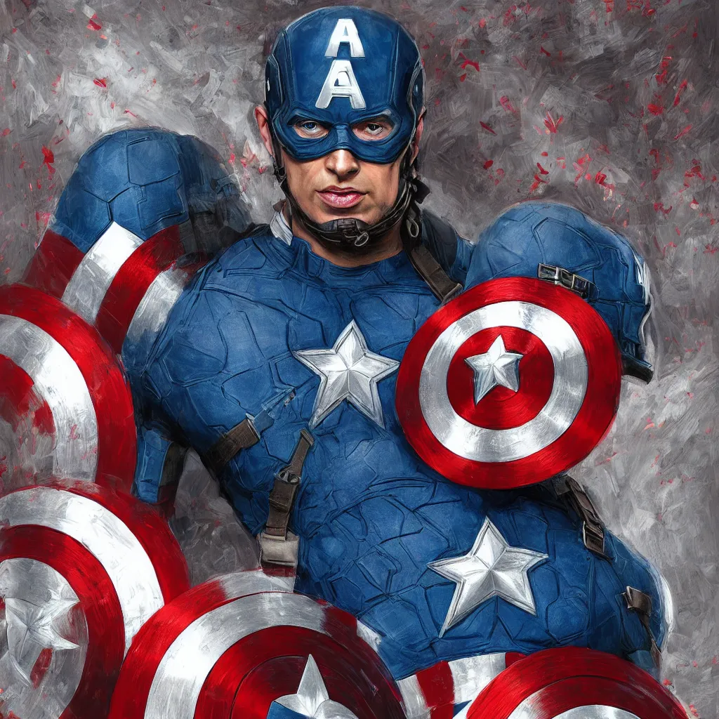 Prompt: Portrait of Captain America portrayed by Jordan Peterson, Aetherpunk, trending digital art