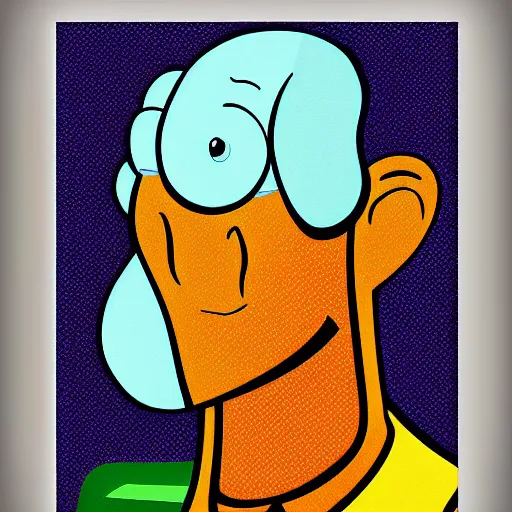 Image similar to handsome squidward portrait, polish poster style, pop art, male, male portrait, vivid colors