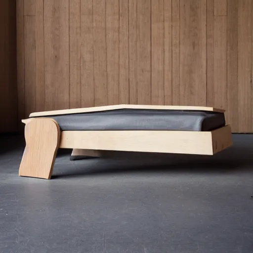 Image similar to wooden luxurious dog bed inspired by Marcel Breuer