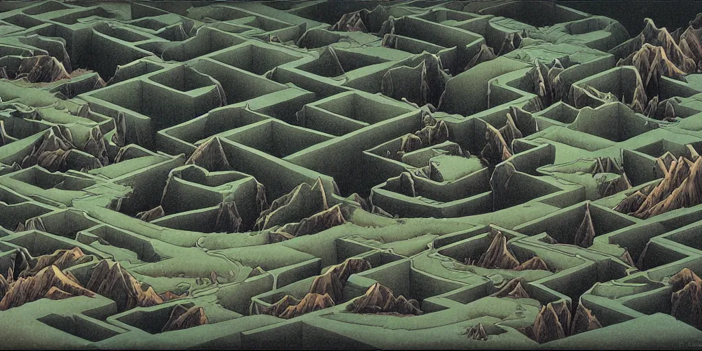 Image similar to the grand landscape of the endless maze, art by kotaro chiba