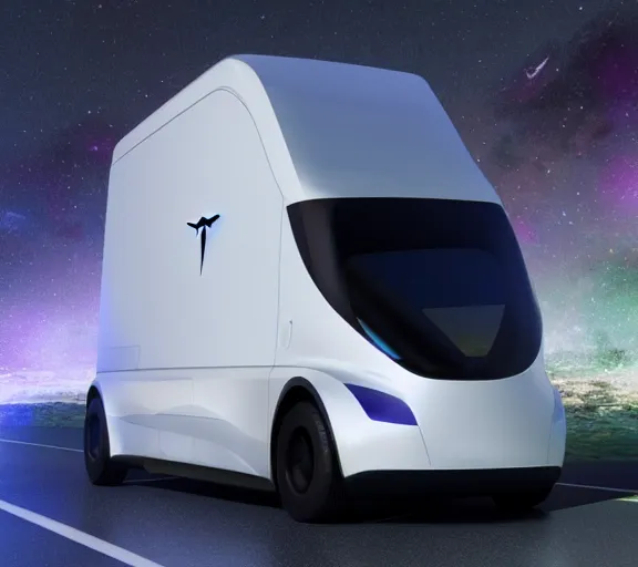 Prompt: a tesla cyber truck riding through outer space, 3 d render, realistic, dramatic