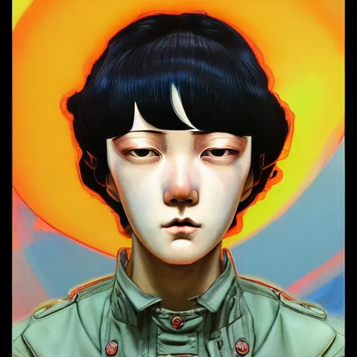 Image similar to prompt : soviet doomer portrait soft light painted by james jean and katsuhiro otomo and erik jones, inspired by akira anime, smooth face feature, intricate oil painting, high detail illustration, sharp high detail, manga and anime 1 9 9 9